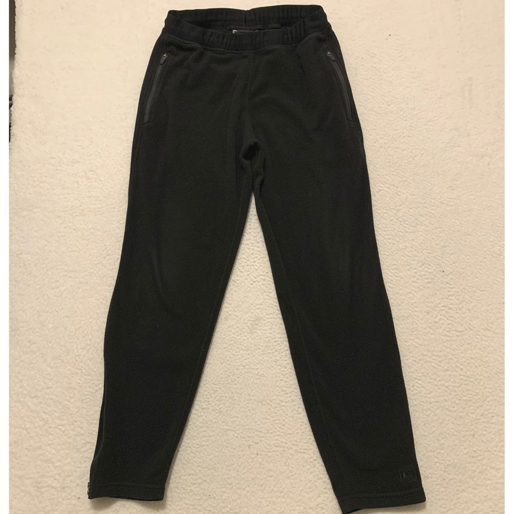 REI Fleece Jogger Pull-On Pants Mens L (29x30) Drawstring Ankle Zip Black